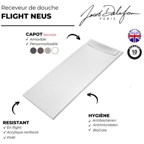 Receveur de douche antidérapant 160 x 90 JACOB DELAFON Flight Neus rectangle blanc