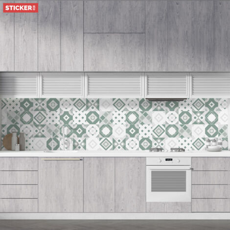 Crédence Adhésive Carreaux Vert Sauge 100 x 40 cm