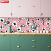 Crédence à coller Hibiscus Vintage 300 x 50 cm