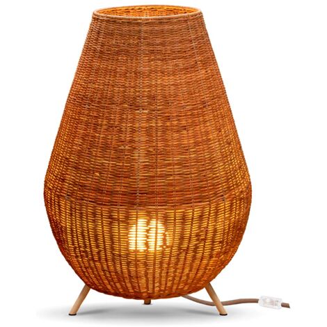SAONA 70 cm de altura. Lámpara decorativa con cable de yute para interior y exterior. Luz LED cálida o fría. Hecho en España