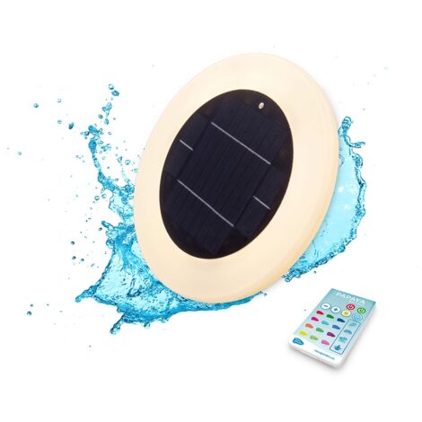 Newgarden – Iluminación solar flotante para piscina – 800 lm – RGB – IP68 – Autonomía 32 h – Ø 29x4,3 cm (1/6)
