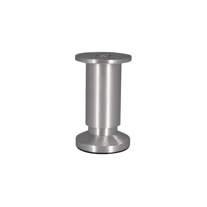 Pied Meuble Cylindrique Réglable Aluminium Brossé Gris
