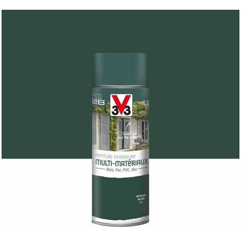 Peinture Aérosol Extérieur Multi-Matériaux V33, Vert Basque Satiné, 0.4 L