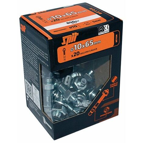 Lot de 20 goujons à bague à expansion acier Spit, diam. 10 x L. 65 mm