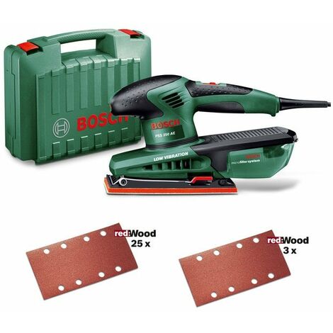 Bosch – Ponceuse vibrante filaire 250W – Vitesse 24000 oscillations/min – Fixation auto-agrippante – Pour ponçage bois dur et surfaces planes - PSS 250 AE