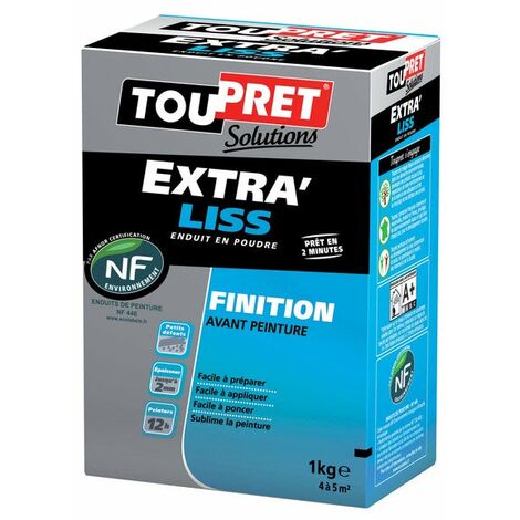 Toupret – Enduit de lissage en poudre 1 kg – Pour murs et plafonds intérieurs – Épaisseur d'application 2 mm – Temps de séchage 2 h