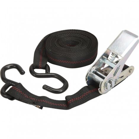 Sangle avec tendeur à cliquet et crochet 5m – Largeur 25mm – Charge 125kg – Polypropylène pour usages intensifs