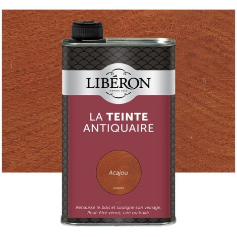 Teinte antiquaire pour bois dur – Acajou 0.5 L – Rendement 20 m²/l – Application au pinceau – Lavable et facile à entretenir – Liberon