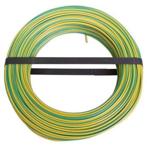 Blanc Habitat – Fil électrique rigide HO7VU 2.5 mm² – Longueur 100 m – Couleur vert/jaune – Installation facilitée pour circuits domestiques - h07vu