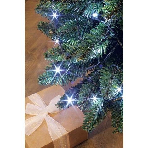 Guirlande lumineuse int/ext flicker 128led clignotante blanc froid cable vert 8m
