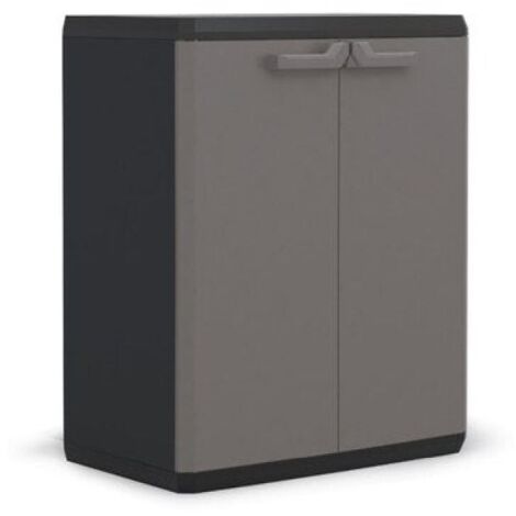 Centrale Brico – Armoire plastique avec 1 étagère – Dimensions l.68 x H.83 x P.39 cm – Charge max 15kg par tablette – Ouverture coulissante/battante (1/2)