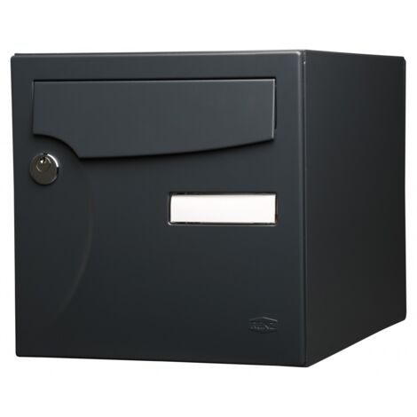 Renz – Boîte aux lettres normalisée 2 portes murale – Acier anthracite – Antieffraction – Ouverture par le devant – Passage 23,5x3cm (1/3)