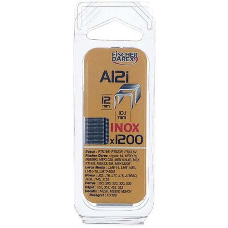 Fischer Darex – Agrafes fil fin inox 1200 pièces – Largeur 10.1mm – Pour fixation discrète – Résistance à la corrosion – A12I (1/3)