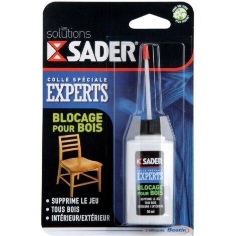 Colle blocage pour bois 50ml – Résistance maximale après 12h – Applicateur précis pour assemblages solides – Pour bois dur et teck – Sader (1/5)