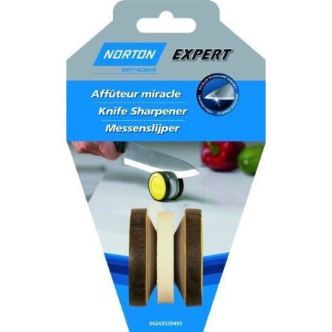 Norton – Affuteur miracle pour couteaux à lame lisse – Aiguiseur pour lames lisses – Affûtage précis et rapide – Outil pour professionnels (1/2)