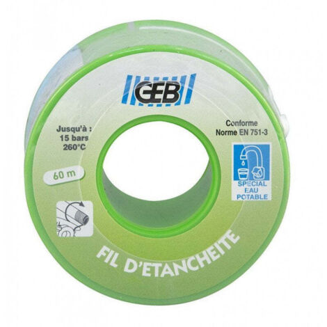 GEB – Fil d'étanchéité Téflon 60 m – Protection contre humidité pour espaces humides – Démontage facile – Compatible intérieur et extérieur