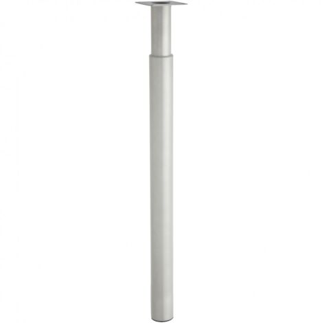 Centrale Brico – Pied de meuble pour plan de travail cylindrique réglable métal époxy gris – Hauteur 70 à 110 cm – Charge 30 kg – Fixation à visser