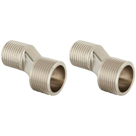Lot de 2 raccords excentrés mâle/mâle 15 x 21 – Filetage plomberie 20 x 27 mm – Finition laiton pour durabilité – Connexion fiable