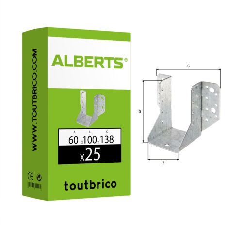 Support de poteau forme U galvanisé, GAH ALBERTS, 60 x 100 x 138 mm (1/4)