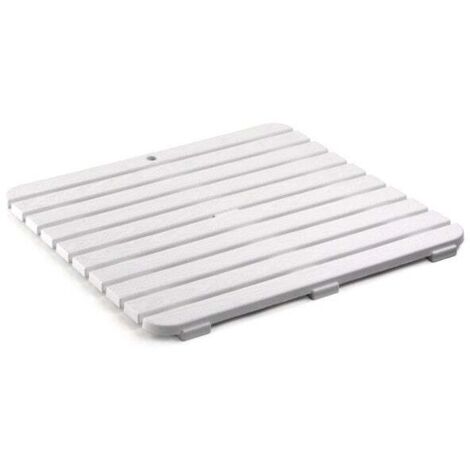 Caillebotis antidérapant à poser 55x55 cm – Polypropylène blanc traité anti-UV – Base avec tampons caoutchouc pour stabilité – Ta-Tay