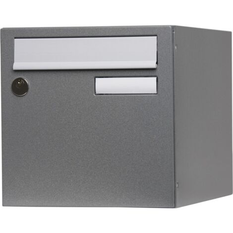 Renz – Boîte aux lettres normalisée 1 porte murale en acier gris brillant – Anti-corrosion 3 ans – Sécurité grade 2 – Dimensions 28,5 x 28,5 x 38,5 cm