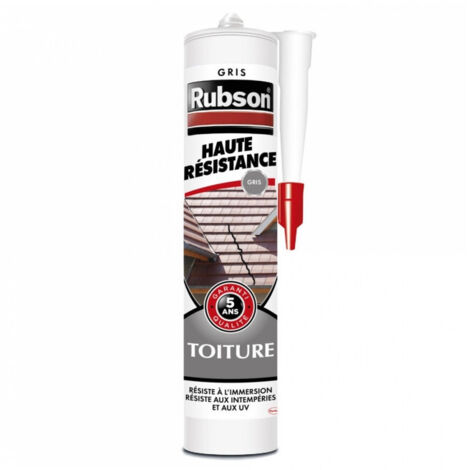 Rubson – Mastic d'étanchéité toiture 280 ml gris – Haute résistance pour béton, ciment, tuile et ardoise – Application facile et peinture possible