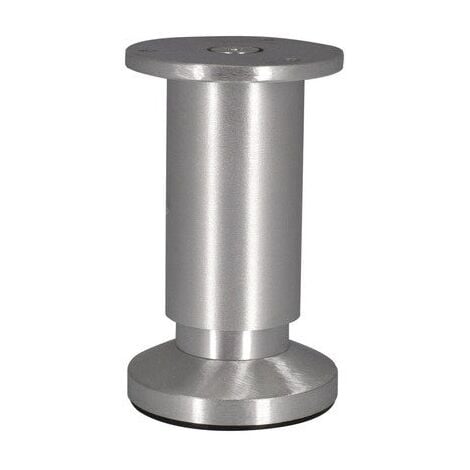 Pied Meuble Cylindrique Réglable Aluminium Brossé Gris