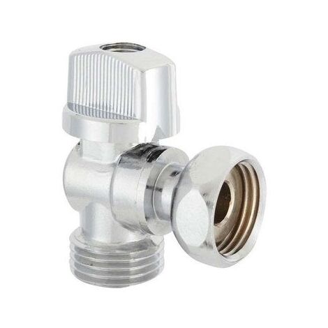 Robinet d'arrêt equerre 1/4 de tour, mâle / femelle 20 x 27 mm chrome
