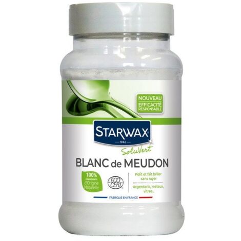 Starwax – Blanc de Meudon poudre 480gr – Nettoyant pour argenterie et métaux – Texture ultrafine pour polissage sans rayure – Certifié Ecocert