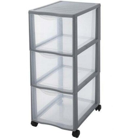 Tour de rangement Orgamix 3 tiroirs A4 – Polypropylène – Dimensions l.26 x P.36.5 x H.63.5 cm – Roues orientables 360° pour mobilité – Sundis (1/2)
