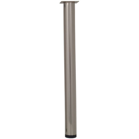 Hettich – Pied de table cylindrique réglable acier brossé gris – Hauteur 70 à 73 cm – Fixation à visser – Charge 100 kg
