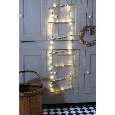Echelle déco en bois led, blanc