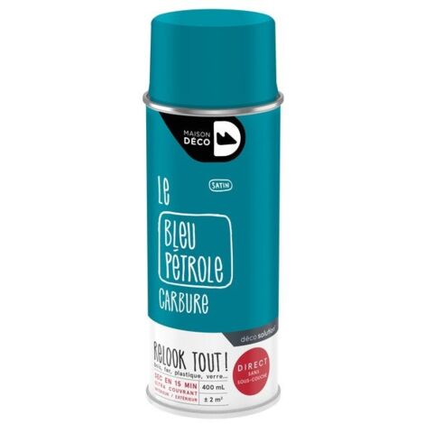 Peinture aérosol Relook Tout MAISON DECO bleu petrol satiné 400 ml (1/2)