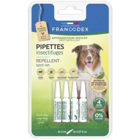 Francodex -4 Pipettes Insectifuges Pour Chiens de plus de 20 kg