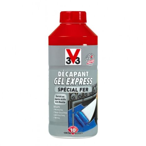 V33 – Décapant gel express spécial fer – Décapage rapide en 5 minutes – Retrouver métal brut sans corrosion – Pour surfaces métalliques