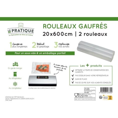 LE PRATIQUE Sac sous vide rouleau gauffre 20x600cm X2