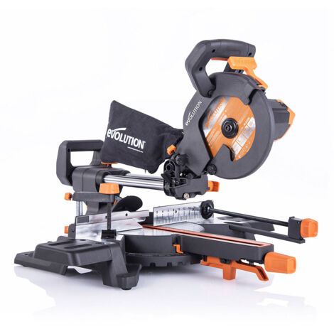 Evolution – Scie à onglet radiale 210 mm 1500 W – Coupe précise pour bois, aluminium et PVC – Vitesse 2500 tr/min – Profondeur de coupe 65 mm - R210SMS-300