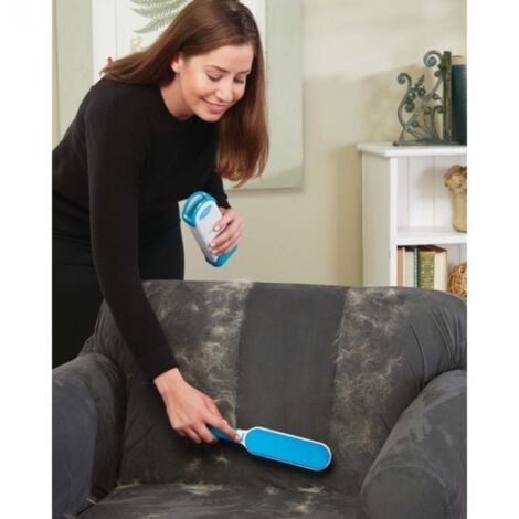 Venteo - Brosse anti poils animaux - TELESHOPPING - ACTI'SWEEP™ - Brosse avec base autonettoyante - Bleu et Blanc - Adulte