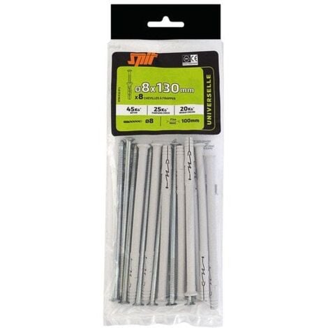 Lot de 8 chevilles à frapper nylon Spit, diam. 8 x L. 130 mm