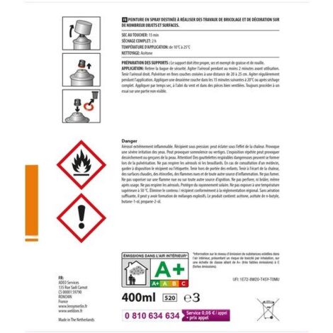 Peinture aérosol blanc brillant 400 ml