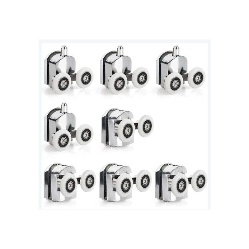 8 Roulette Porte Coulissante Douche en Alliage de Zinc (4 en haut + 4 en bas) (23 mm - 4top + 4 bas)