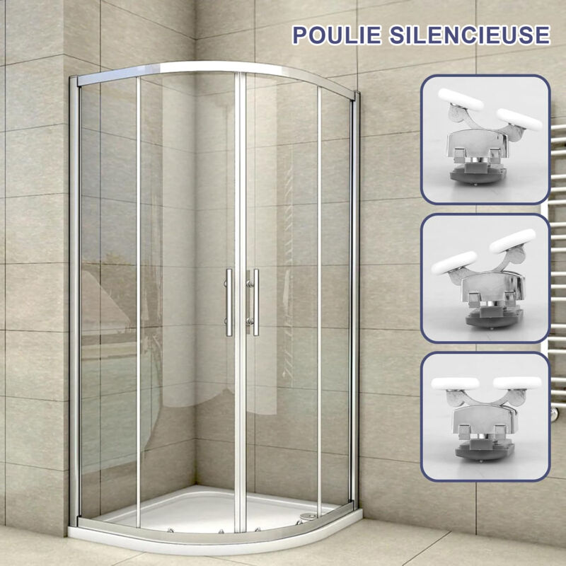 8 Roulette Porte Coulissante Douche en Alliage de Zinc (4 en haut + 4 en bas) (23 mm - 4top + 4 bas) 2