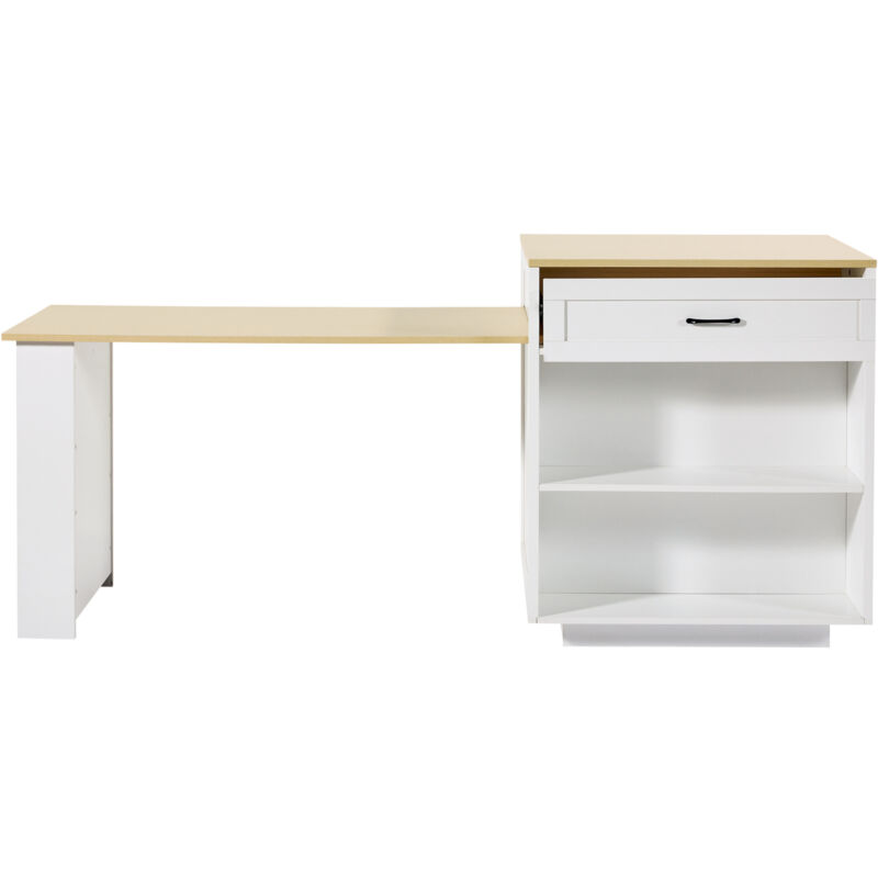Table De Bar Extensible 133-202 Cm Avec Rangement - 2 Tiroirs, 4 Compartiments, Idéale Cuisine/salon, Supporte 60 Kg - 2