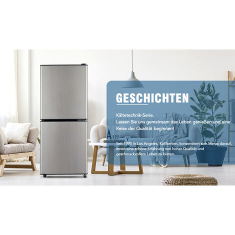 Redom – Réfrigérateur bi-zone 106L – 60L réfrigérateur + 46L congélateur 4 étoiles – 7 réglages de température – Éclairage LED – 166 kWh/an