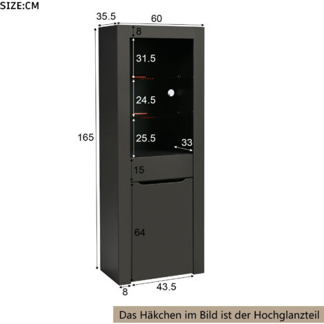 Vitrine Exposition LED Avec Capteur Mouvement - 80x35x165cm - 4 étagères Ajustables - Noire Ou Blanche - Design Moderne