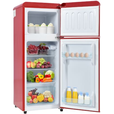 Redom – Réfrigérateur rétro 105,5 cm – 41 cm de large – 2 portes – Volume 92 L – Classe F – Éclairage LED – Température -27°C à 13°C
