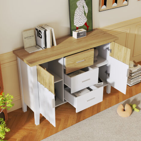 Buffet Noir Moderne 160x40x80 Cm - 3 Tiroirs & 2 Portes - Pour Salon, Salle à Manger - Rangement élégant Et Spacieux