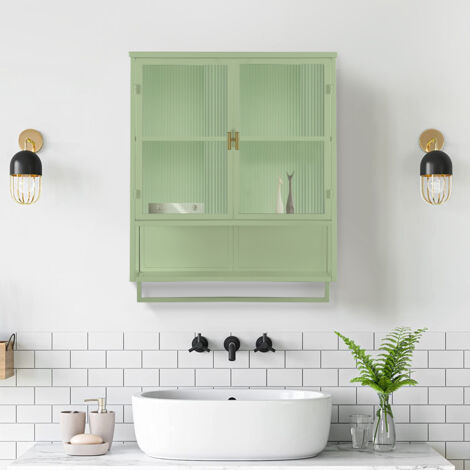 Credenza Moderna A Due Ante In Vetro Temperato, 70 Cm, Con 3 Ripiani, Bianco, Per Ingresso, Soggiorno E Bagno