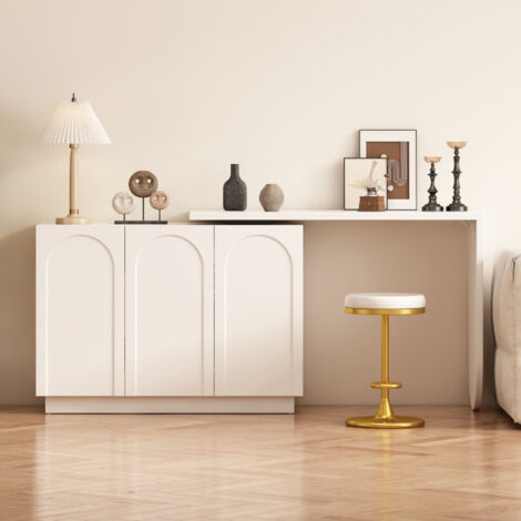 Bureau pivotant en forme de L, coin d'ordinateur, Table de bureau, coiffeuse, blanc, 110cm