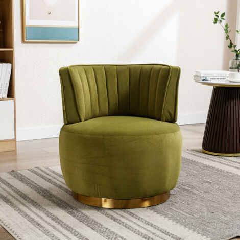 Chaise Pivotante Moderne KOMHTOM - Rotation 360° - Dossier Confortable Velours - Support Jusqu'à 150 Kg - Blanc - Pour Salon, Chambre, Bureau